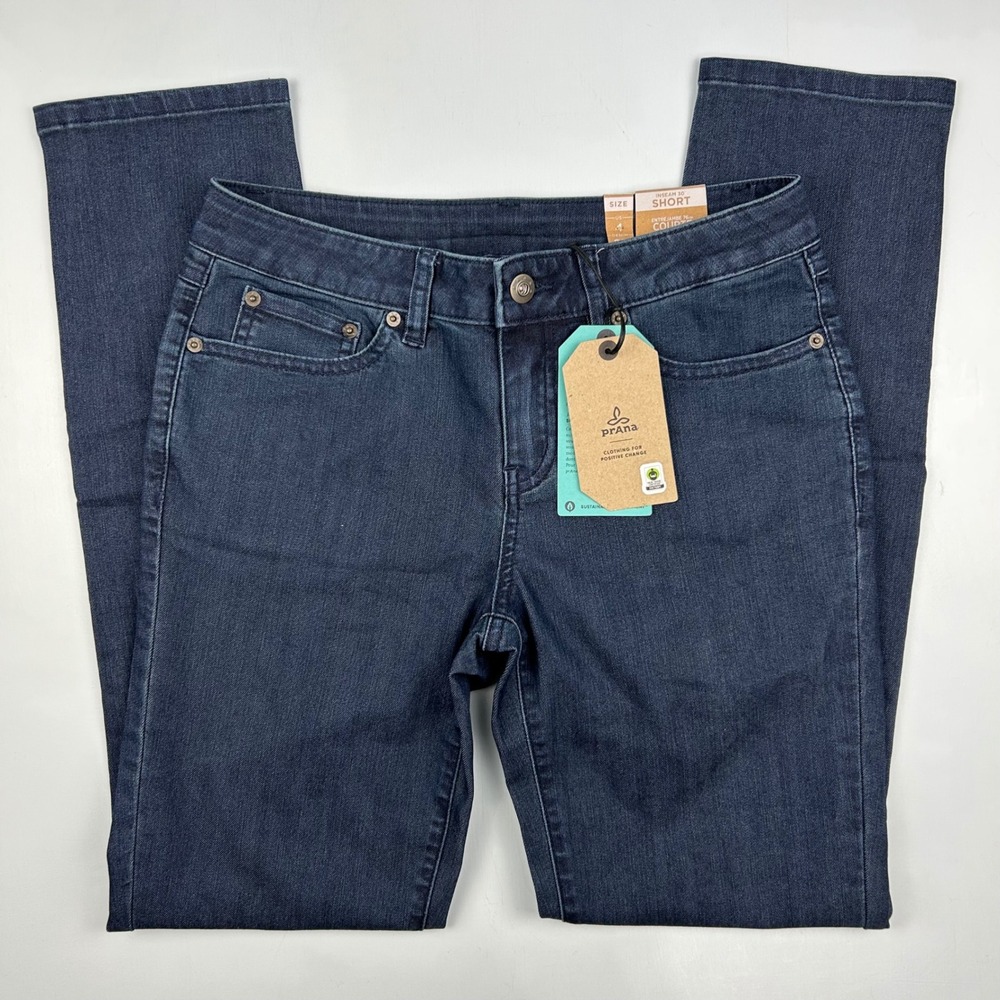 Prana Kayla Jean Dark‎ Indigo Organic Stretch Denim Size 4 Short W4117SH02